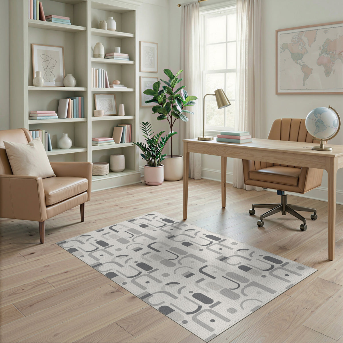 Grey Geometric Modern Area Rug