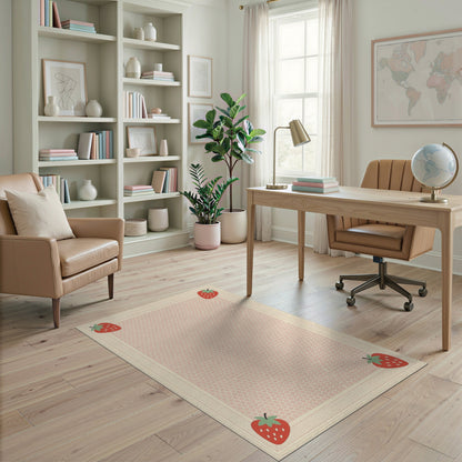 Strawberry Pink Polka Dot Washable Area Rug