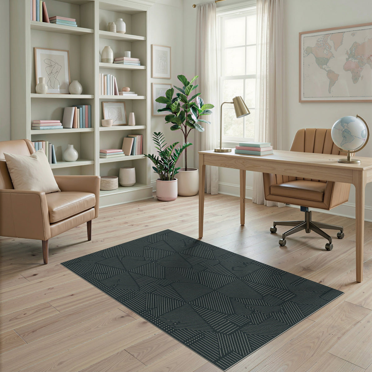 Blue and Teal Geometric Teal Area Rug