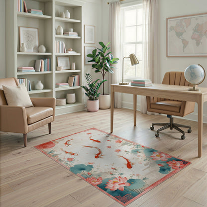 Red Koi Lotus Area Rug