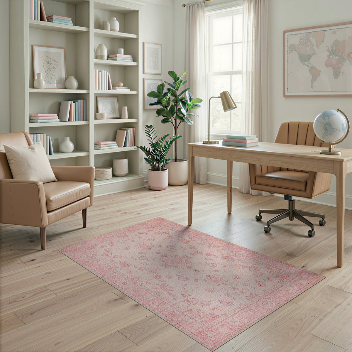 Blush Pink Floral Vintage No. 45 Area Rug