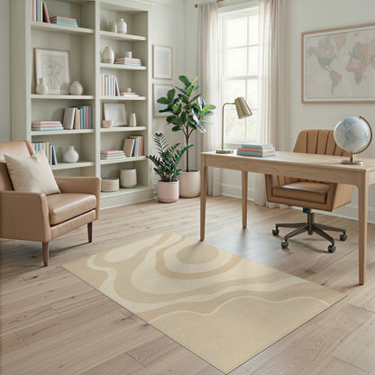 Beige Wavy Abstract Area Rug