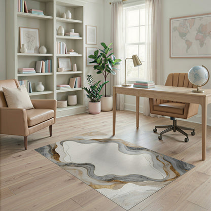 Neutral Marble Swirl Area Rug