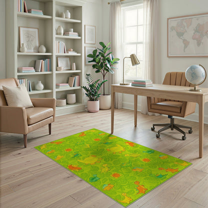 Green Dinosaur Kids Cartoon Washable Area Rug