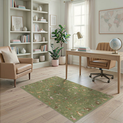 Green Fairy Forest Kids Washable Area Rug