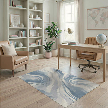 Blue Swirl Abstract Area Rug
