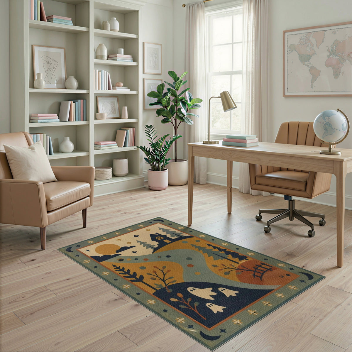 Whimsical Ghost Landscape Kids Area Rug
