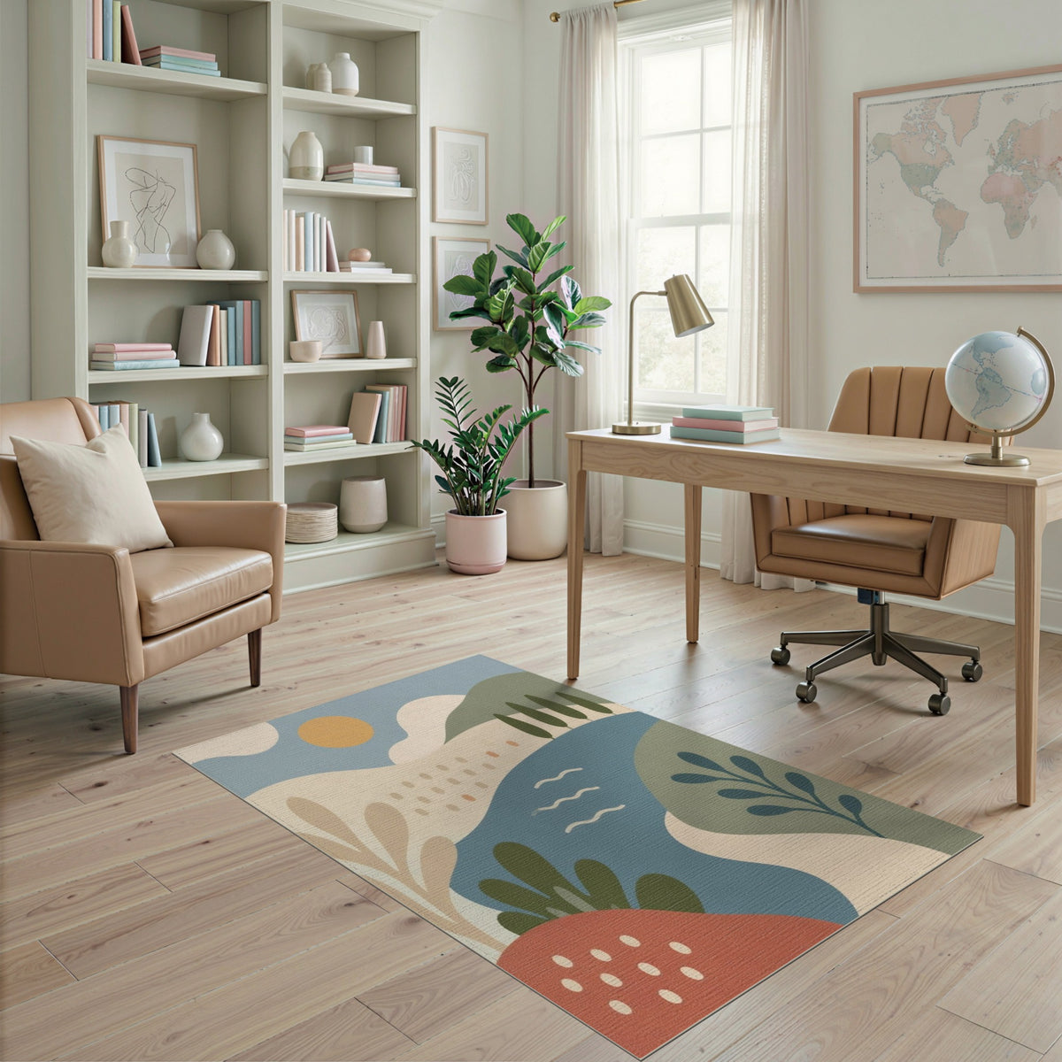 Blue River Abstract Landscape Area Rug