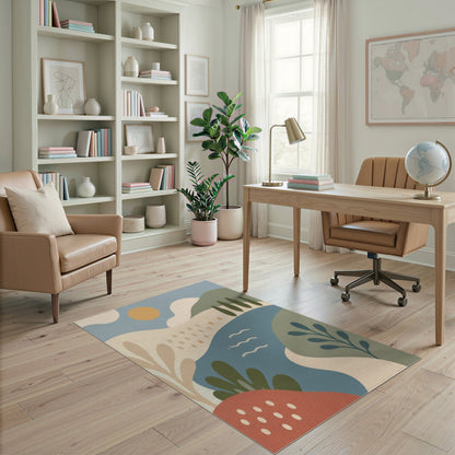 Blue River Abstract Landscape Area Rug