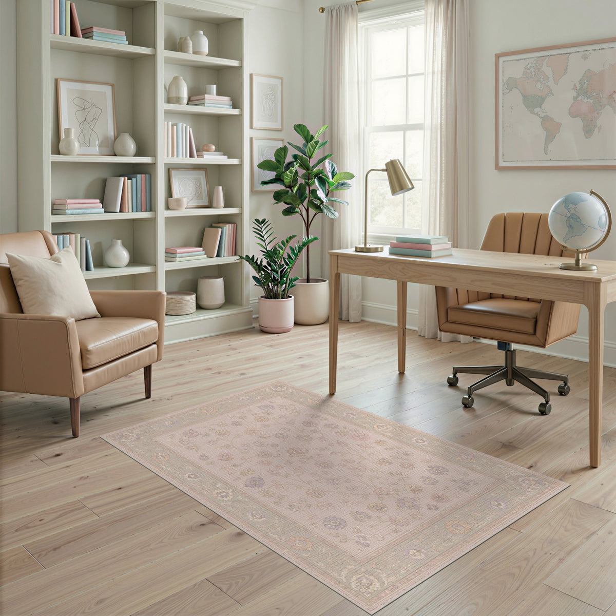 Soft Pastel Floral Vintage Area Rug