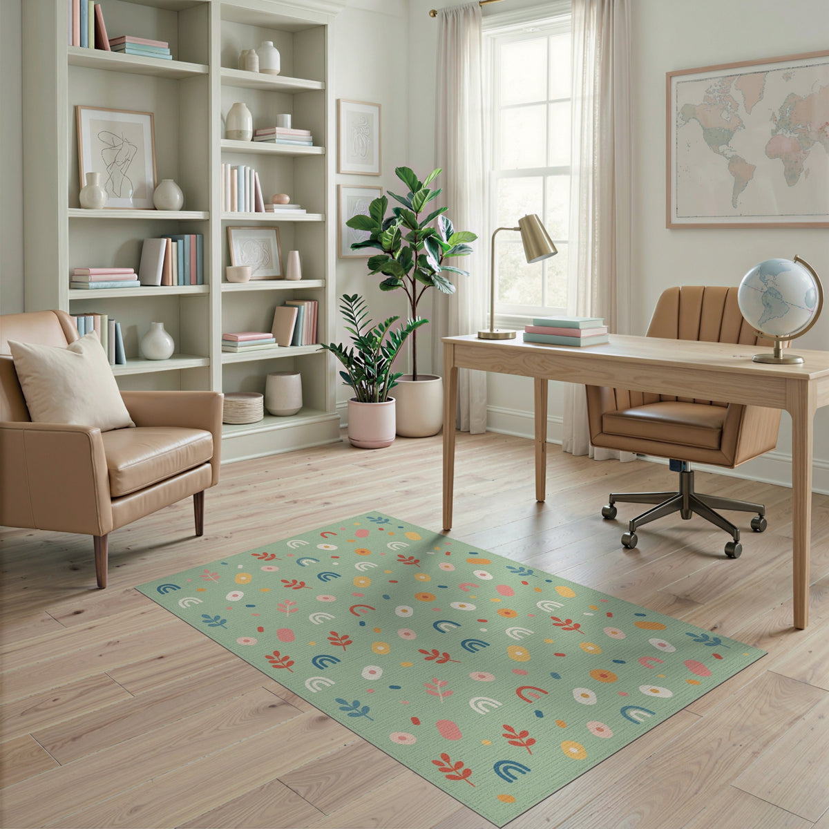 Sage Green Rainbow Kids Area Rug