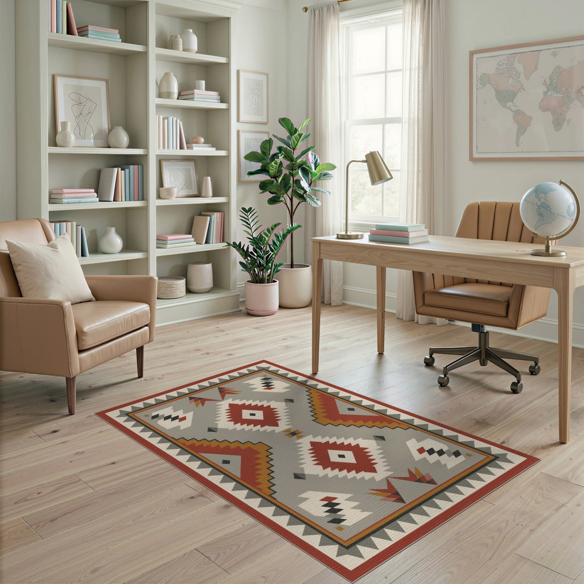 Southwestern Geometric Red Area Rug