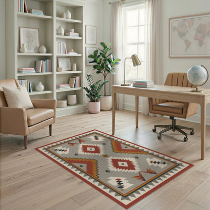 Southwestern Geometric Red Area Rug