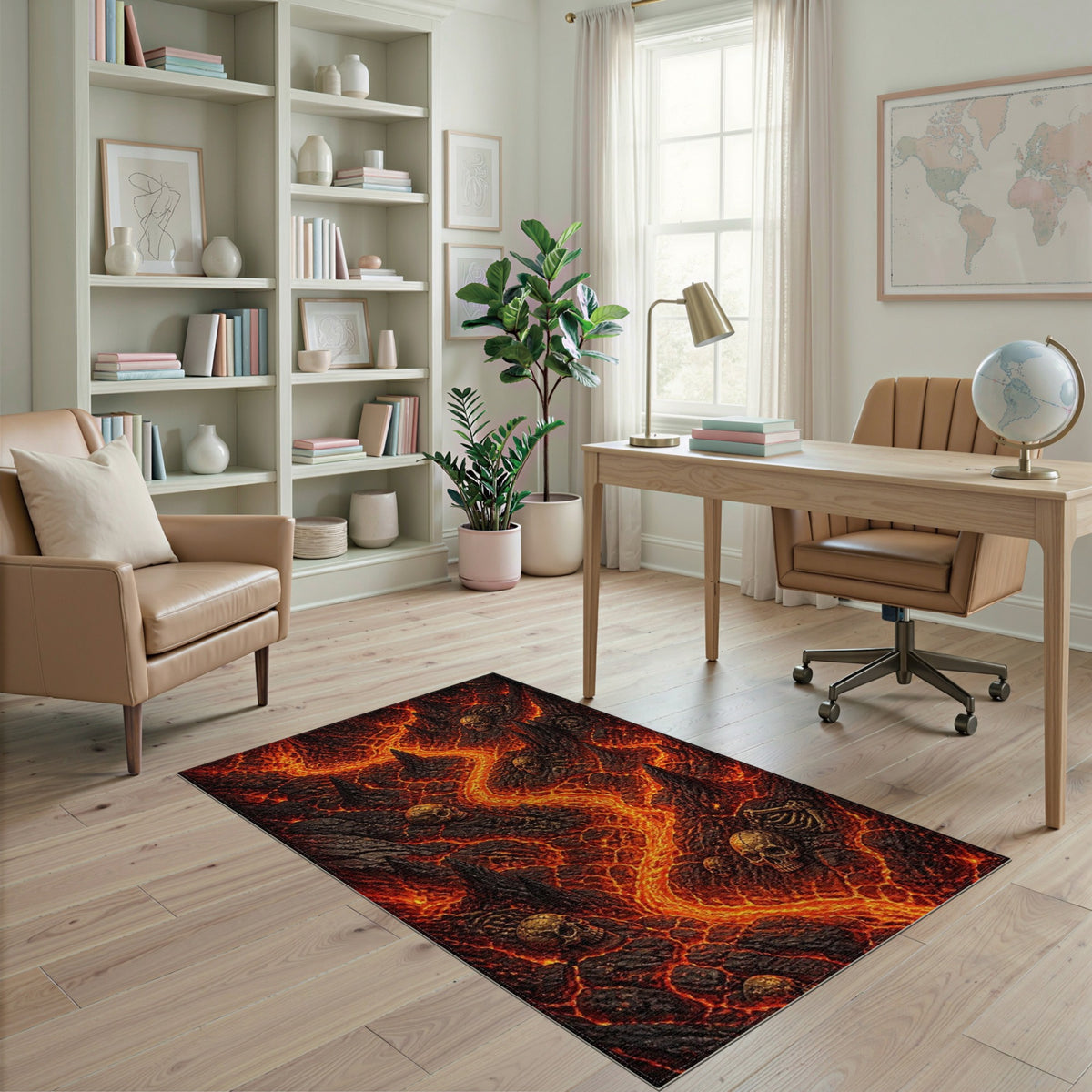 Inferno Skull Lava Red Area Rug