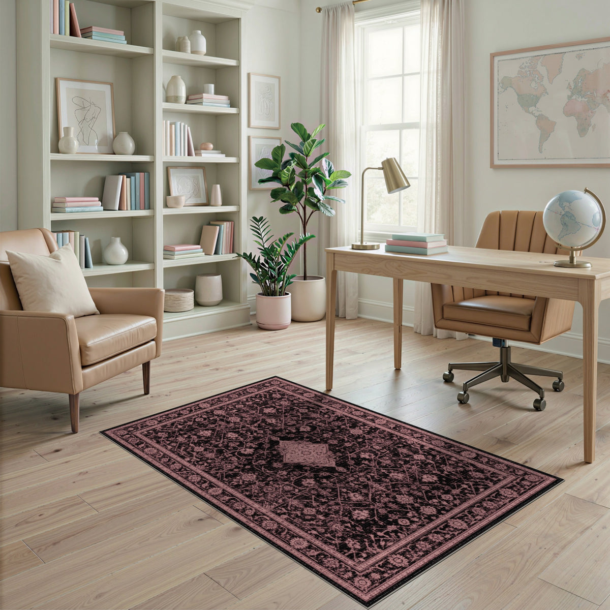 Pink Distressed Vintage Pink Distressed Vintage Washable Area Rug