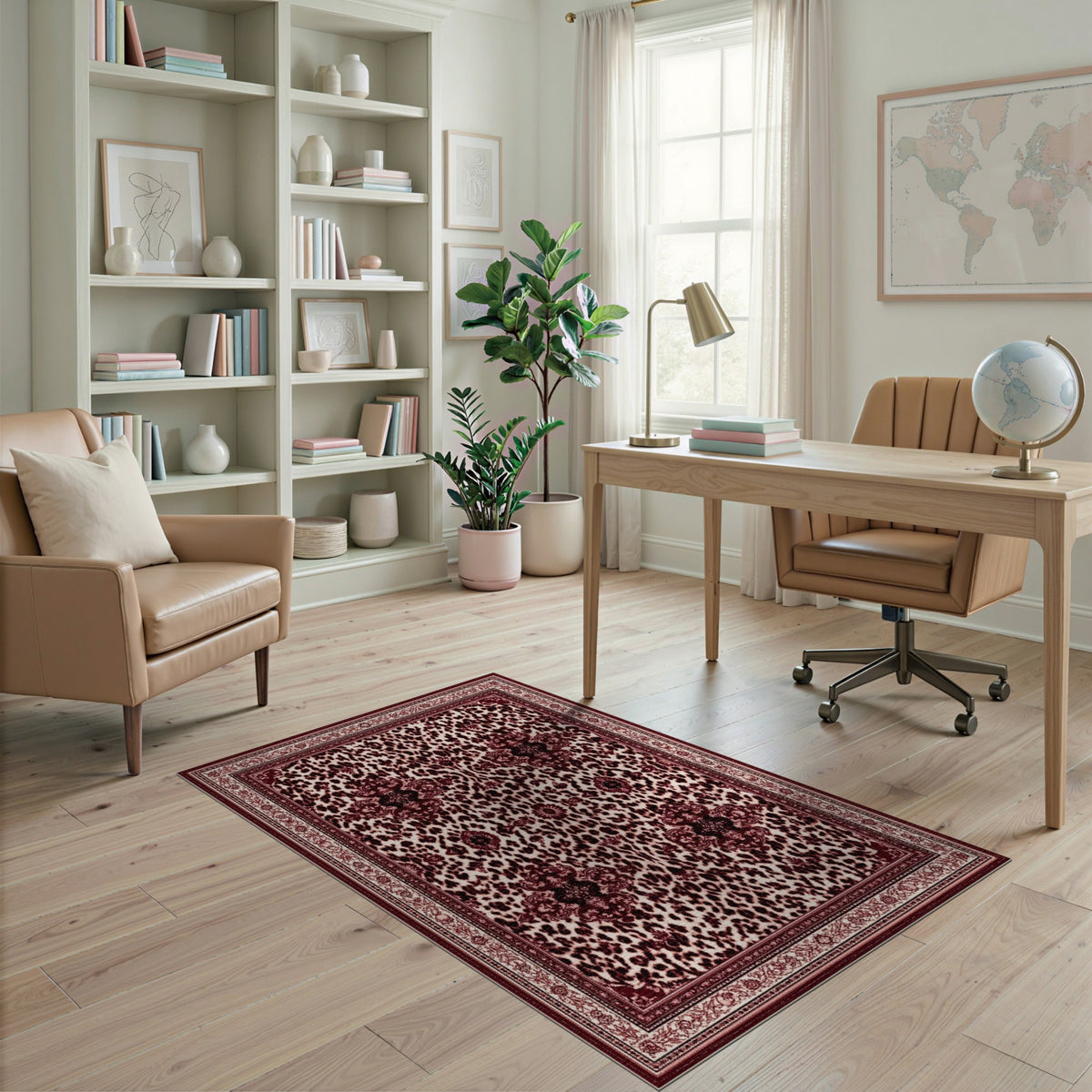 Red Leopard Persian Area Rug