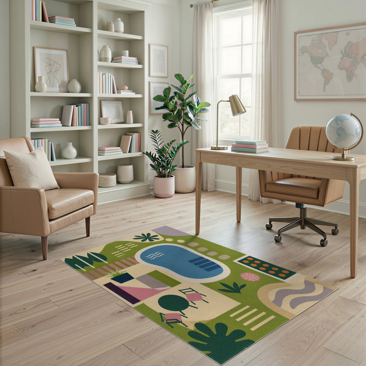 Geometric Modern Abstract Geometric Poolside Area Rug