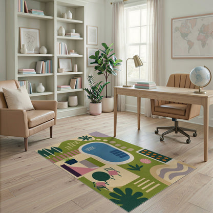 Geometric Modern Abstract Geometric Poolside Area Rug