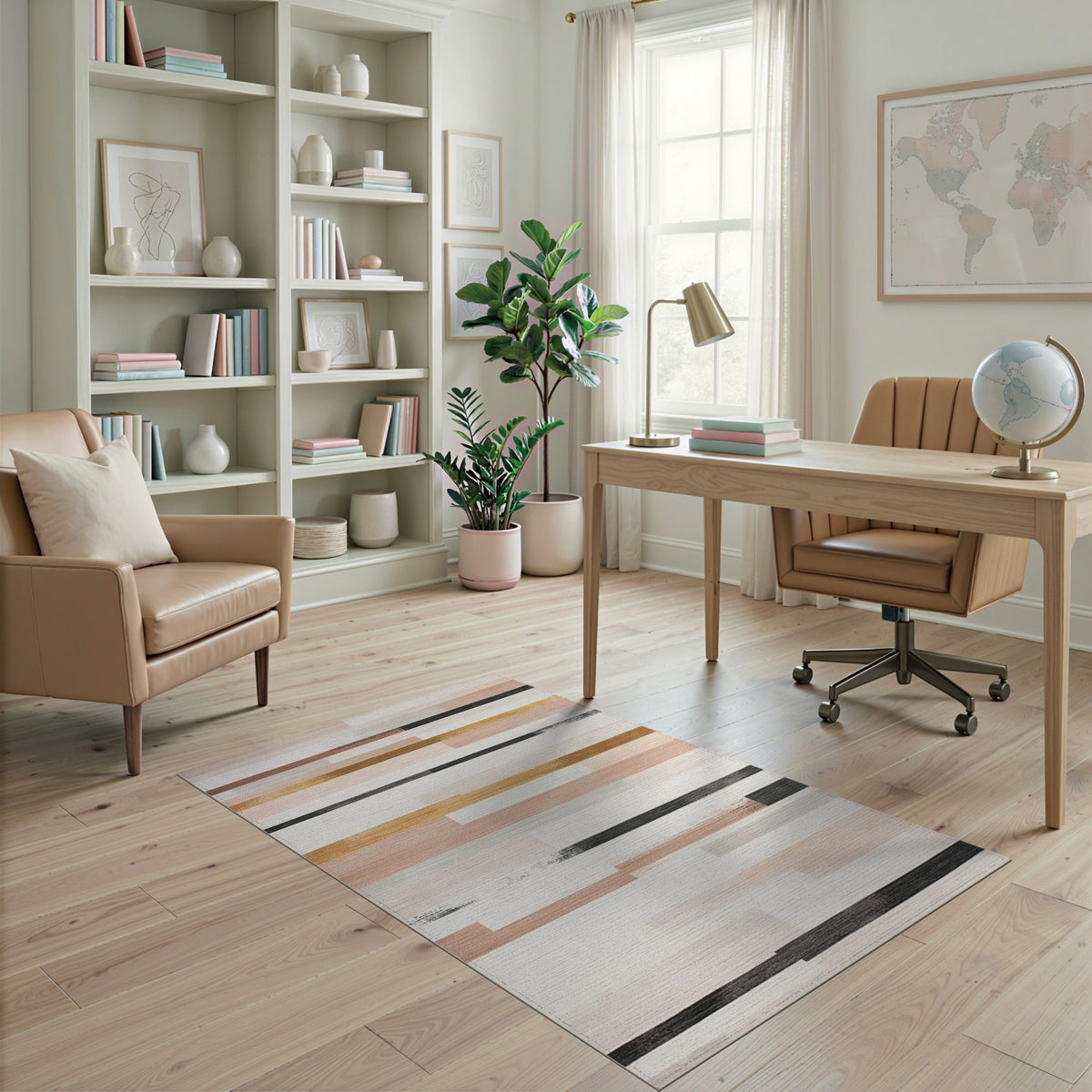 Abstract Beige Stripe Area Rug