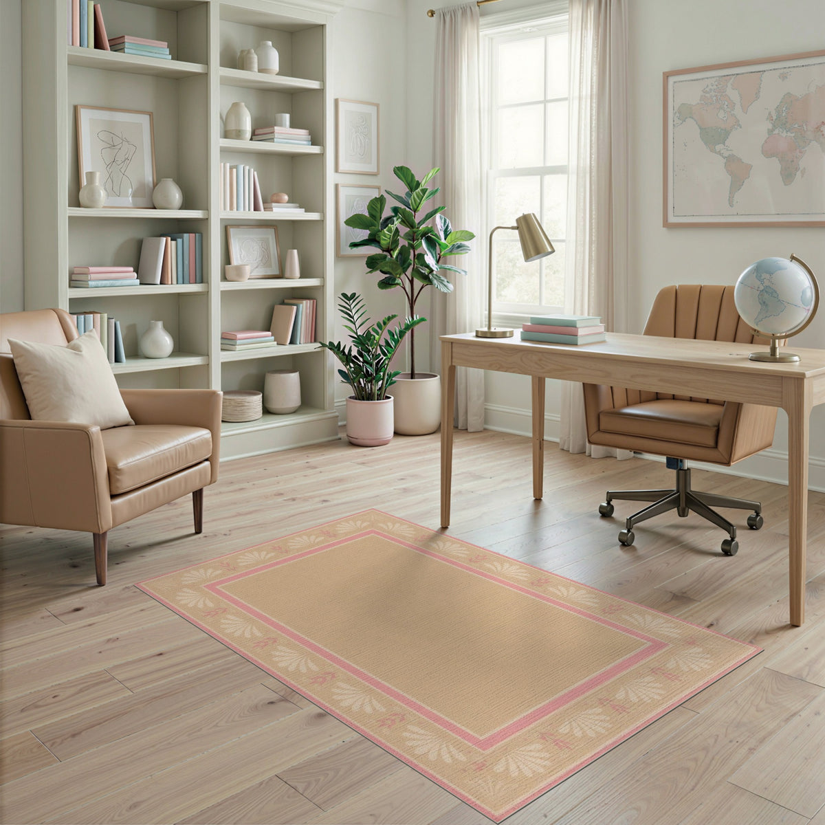 Blush Pink Floral Vintage Area Rug