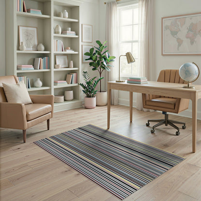 Multi-Color Vertical Stripe Washable Area Rug