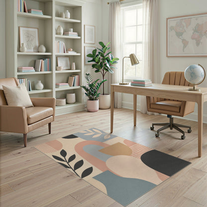 Beige Abstract Arch Area Rug