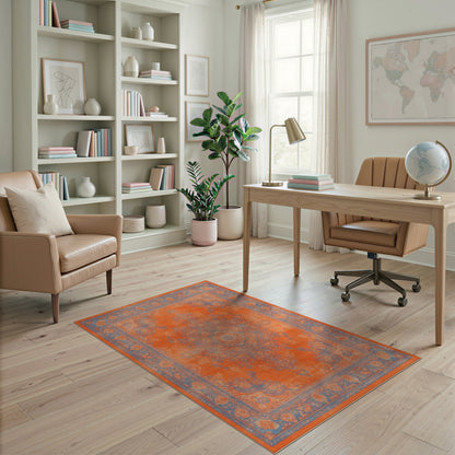 Orange Distressed Vintage Area Rug