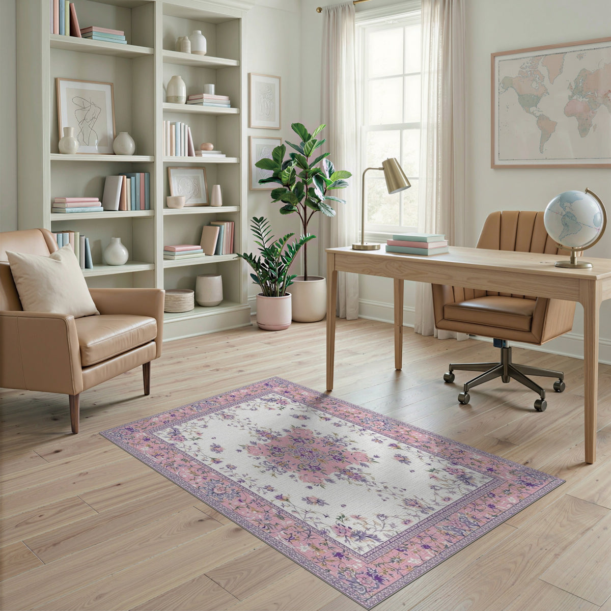 Pink Floral Vintage Area Rug