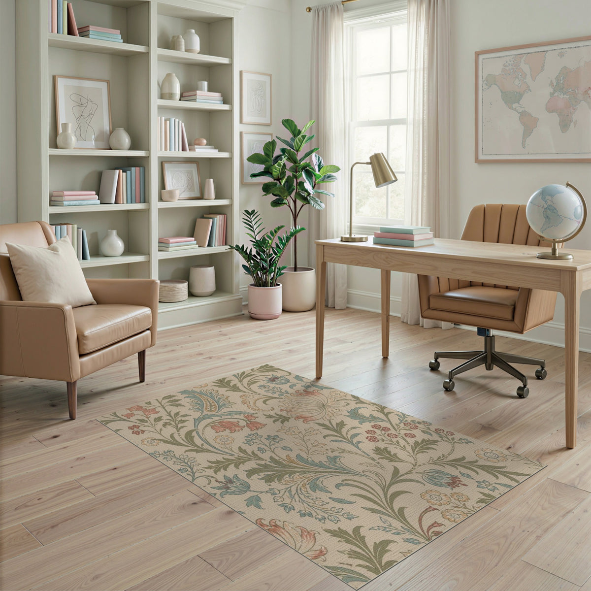 Vintage Floral Beige Area Rug