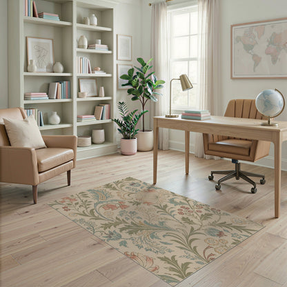 Vintage Floral Beige Area Rug