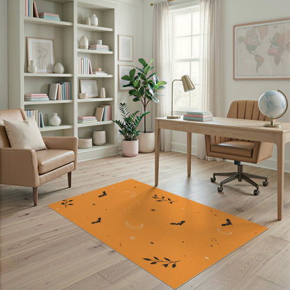 Orange Bats and Moons Kids Area Rug