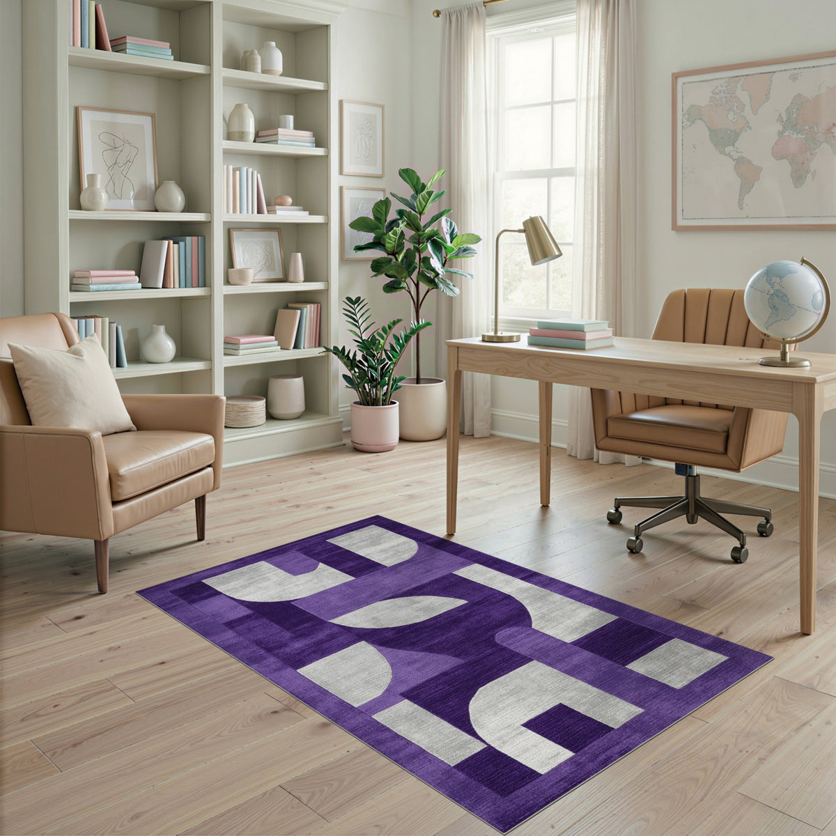 Purple Geometric Area Rug
