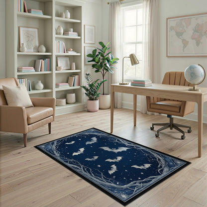 Midnight Bats Starry Sky Area Rug