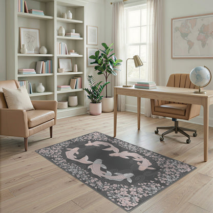 Pink Koi Cherry Blossom Area Rug