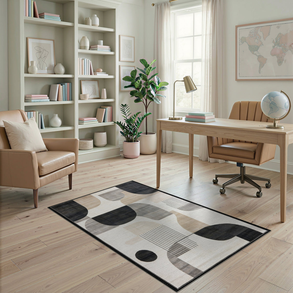 Bold Geometric Black White Area Rug