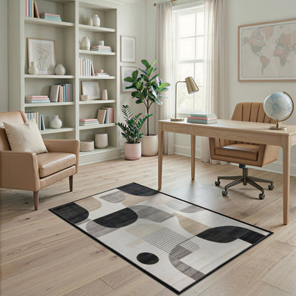 Bold Geometric Black White Area Rug