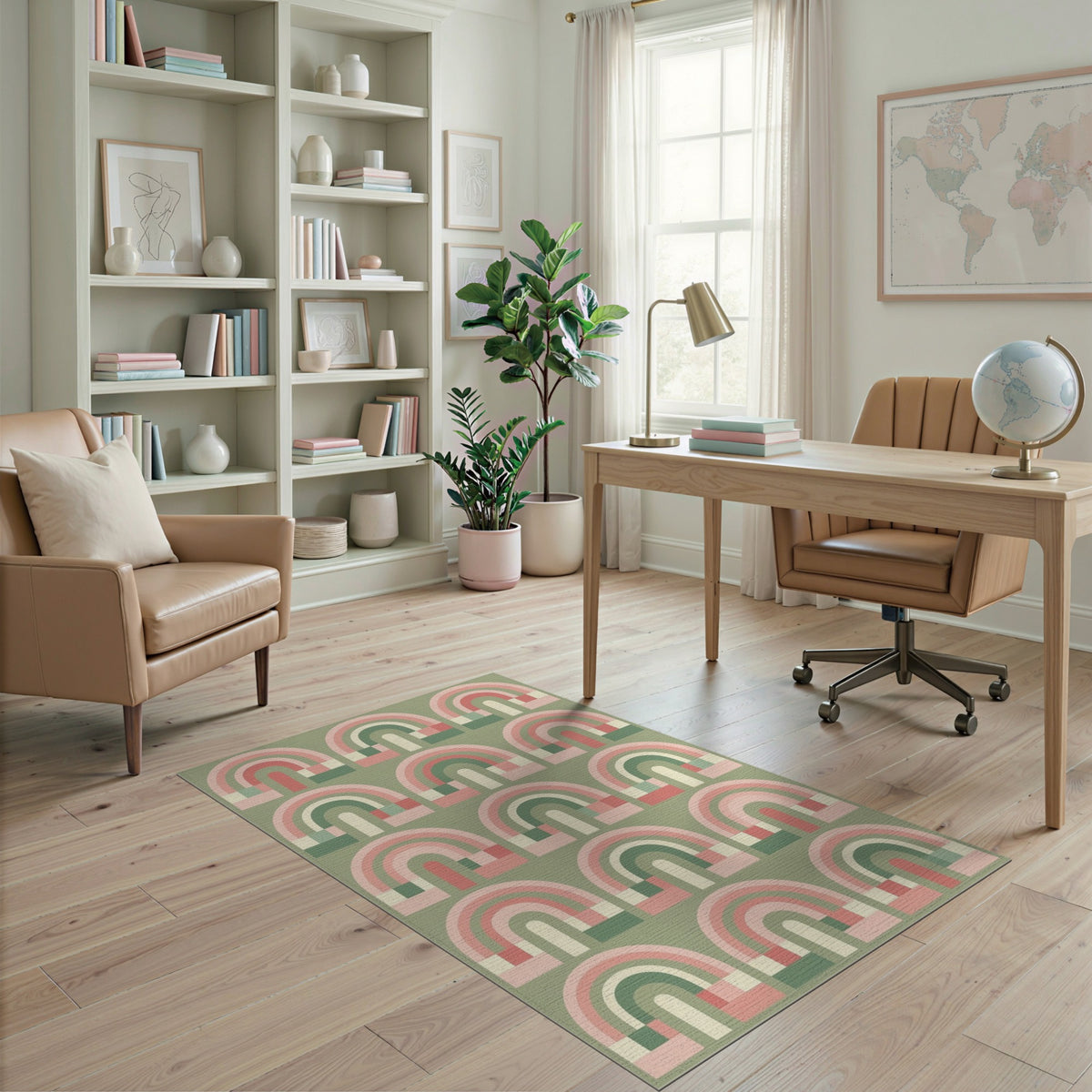 Geometric Modern Pink Geometric Arch Area Rug