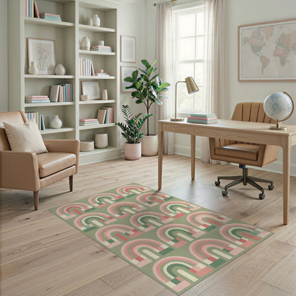 Geometric Modern Pink Geometric Arch Area Rug