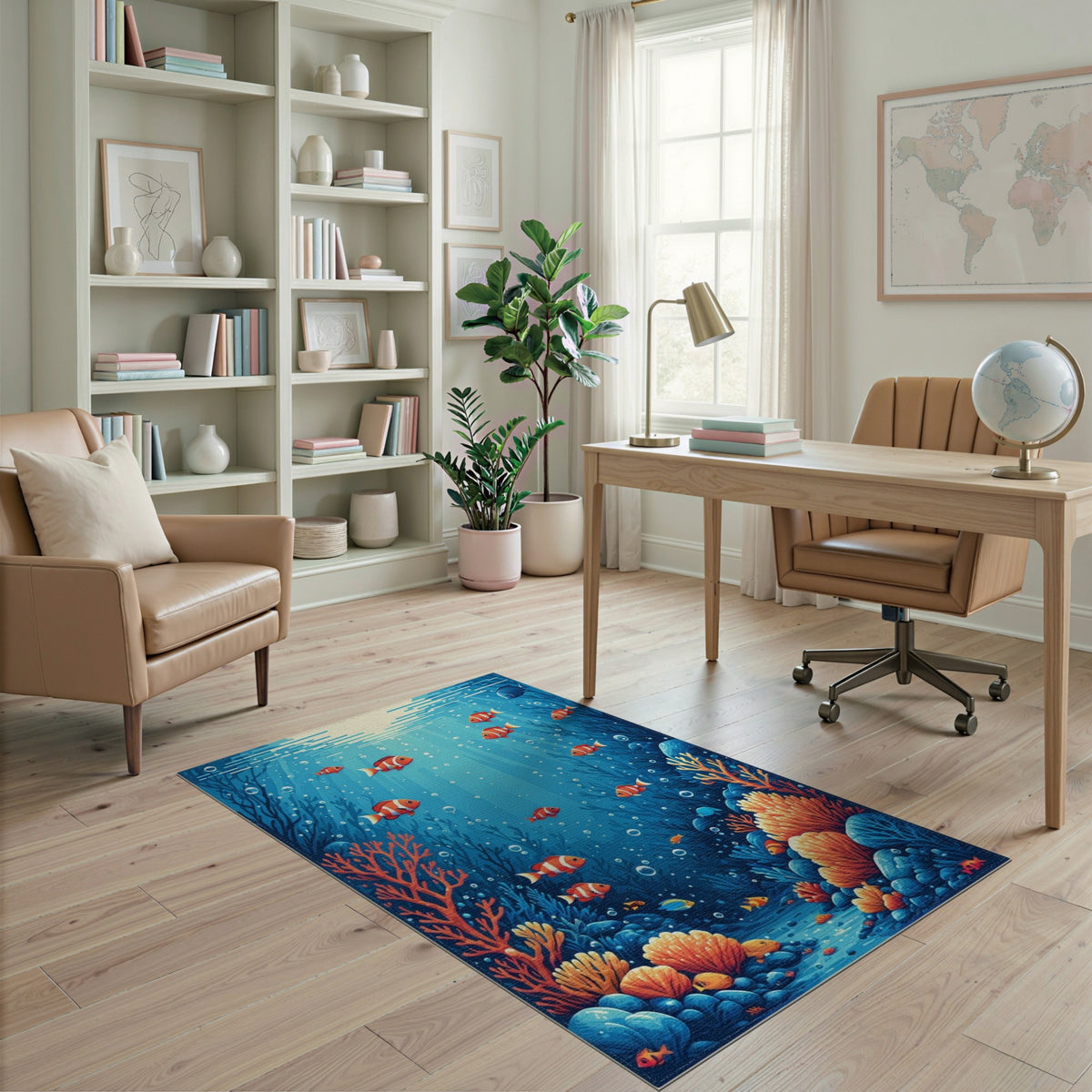 Ocean Coral Reef Fish Area Rug