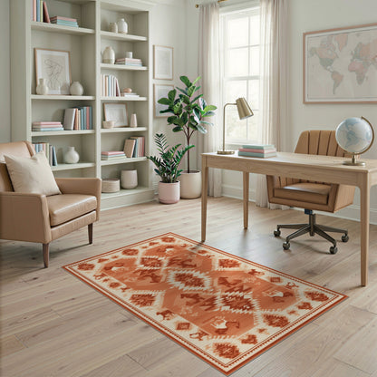 Southwestern Horse Area Rug in Brown Tan