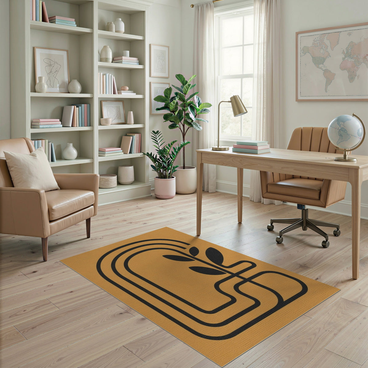 Orange Geometric Arch Plant Area Rug