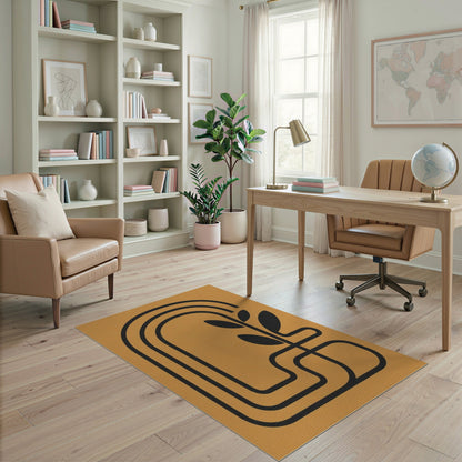 Orange Geometric Arch Plant Area Rug