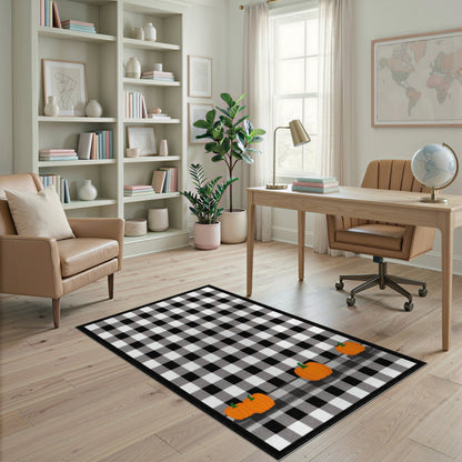 Black White Checkered Pumpkin Area Rug