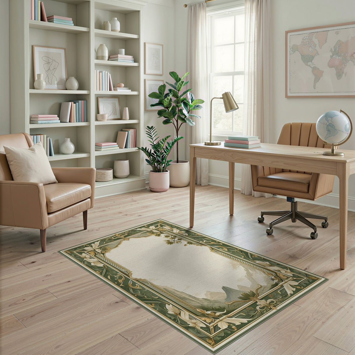 Green Floral Vintage Mountain Rug