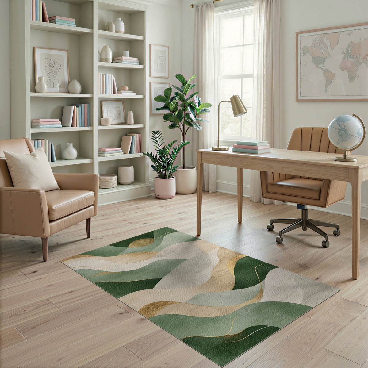 Abstract Area Green Abstract Wave Area Rug