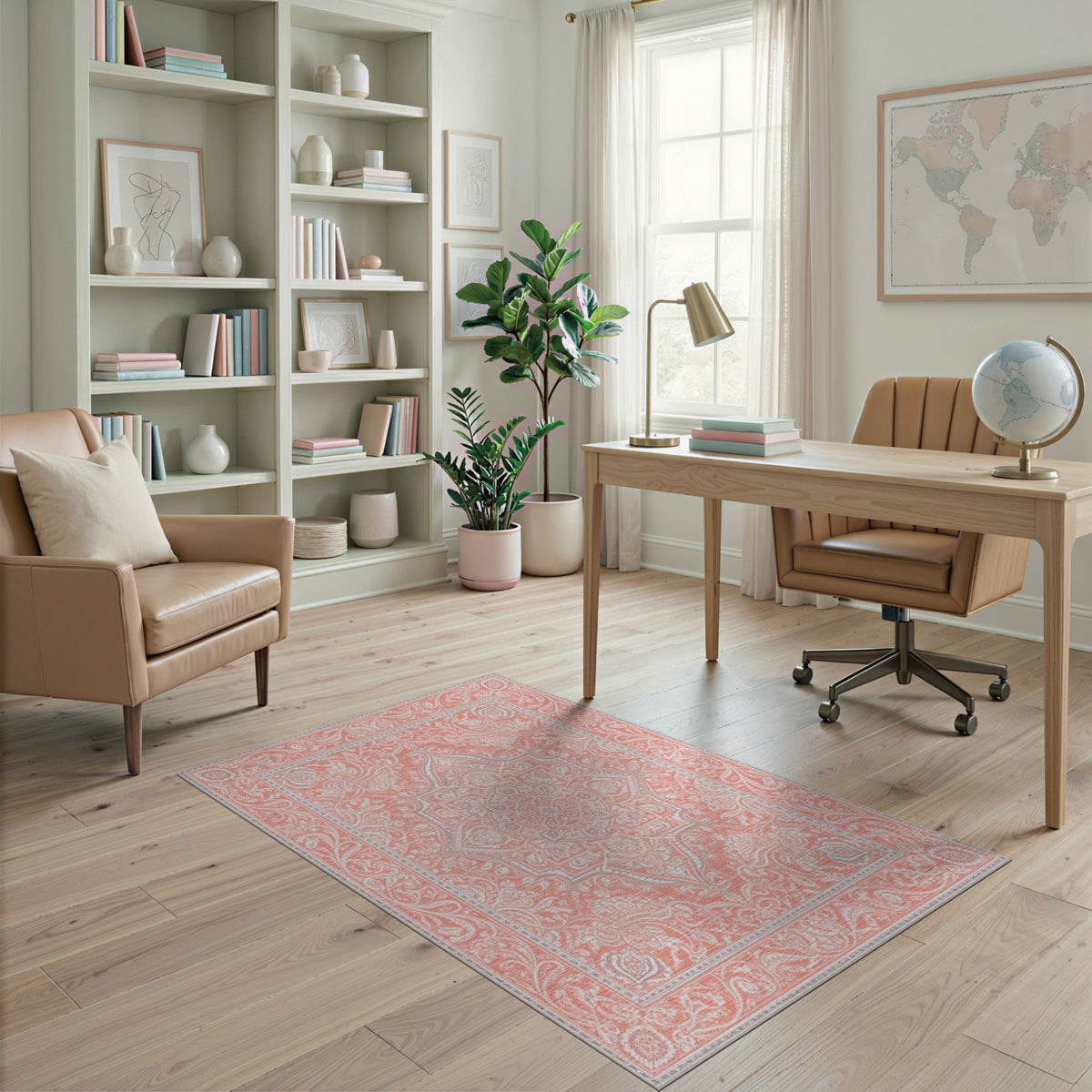 Pink Persian Medallion Area Rug