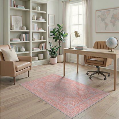 Pink Persian Medallion Area Rug