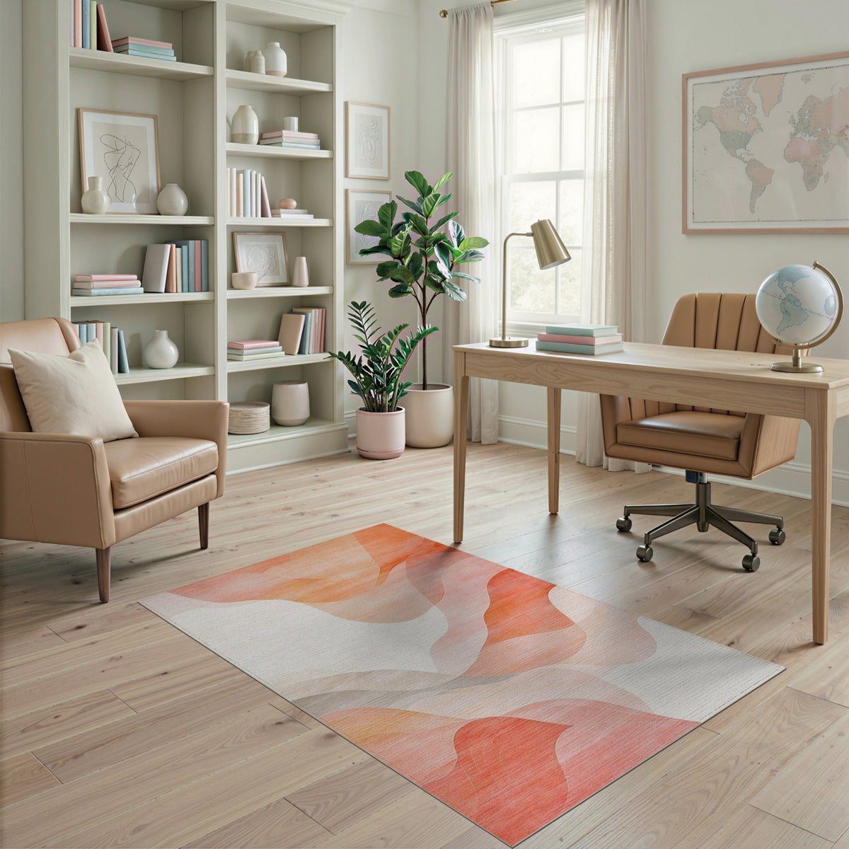 Abstract Area Wave Orange Wave Abstract Area Rug