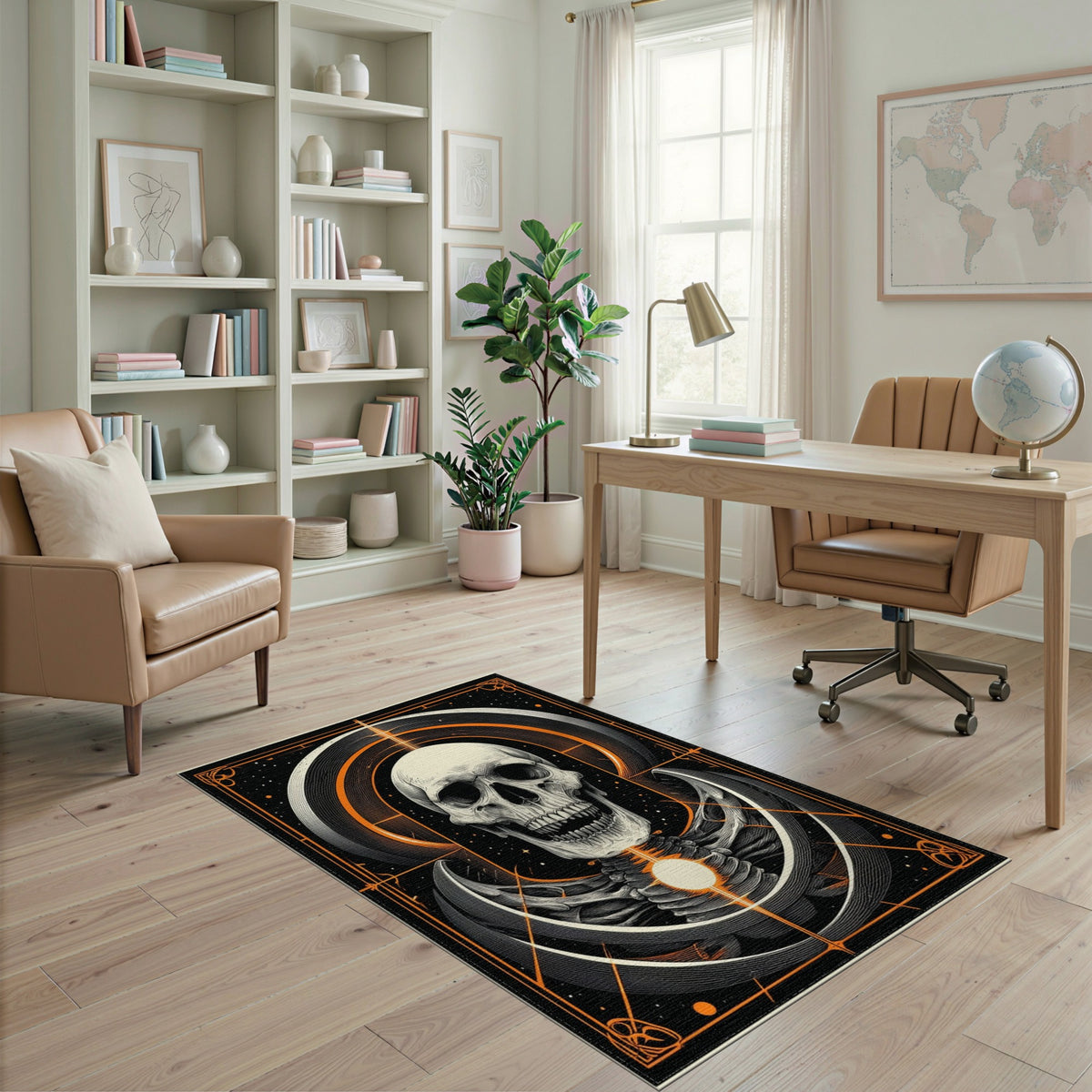 Eclipse Skull Geometric Area Rug