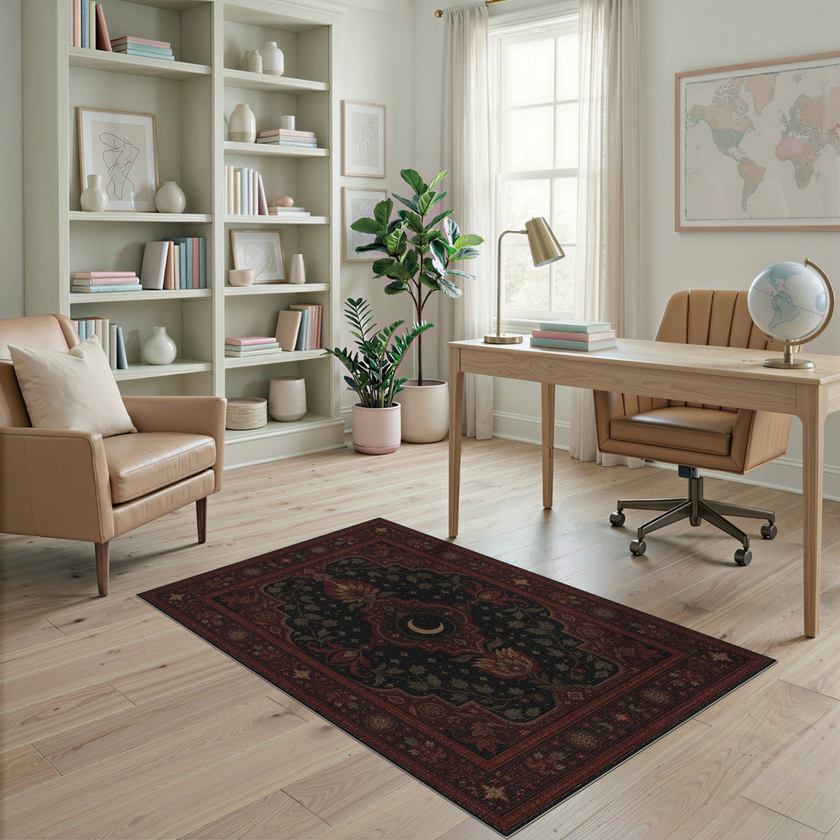 Red Celestial Floral Persian Area Rug